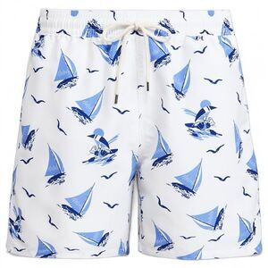 POLO RALPH LAUREN Traveler Polo Bear Swim Trunk Boys Size 7 Blue White